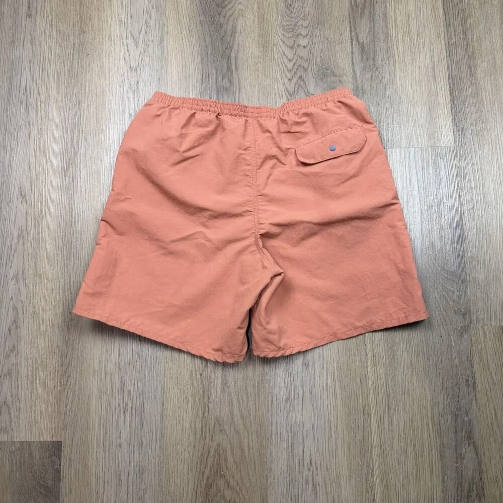 Patagonia Shorts Mens Medium Orange Baggies Lined Elastic Waist Swim Trunks
